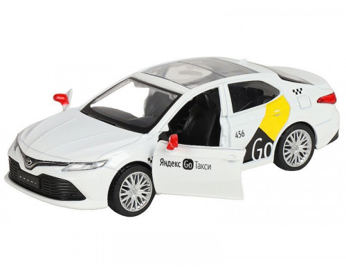 Машина АВТОПАНОРАМА Яндекс GO Toyota Camry, 1/43, белый, инерция, откр. двери, 17,5*12,5*6,5 см
