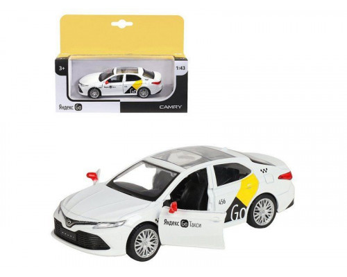 Машина АВТОПАНОРАМА Яндекс GO Toyota Camry, 1/43, белый, инерция, откр. двери, 17,5*12,5*6,5 см