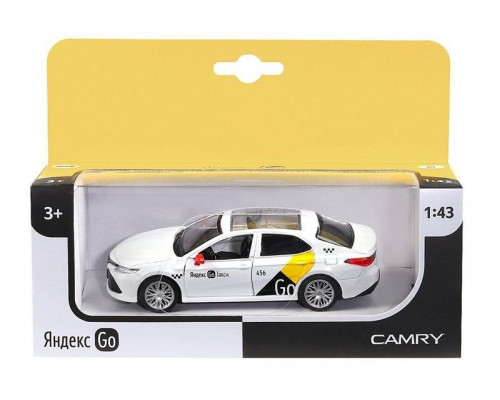 Машина АВТОПАНОРАМА Яндекс GO Toyota Camry, 1/43, белый, инерция, откр. двери, 17,5*12,5*6,5 см