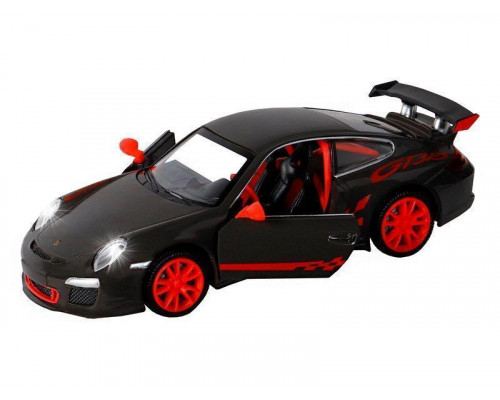 Машина АВТОПАНОРАМА Porsche 911 GT3 Cup, 1/32, темно-серый, свет, звук, в/к 17,5*13,5*9 см