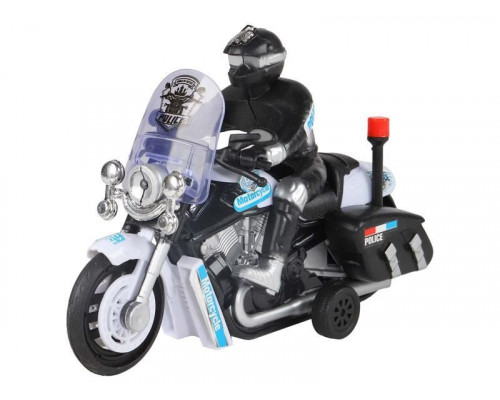 Мотоцикл AUTODRIVE Полиция 15см инерц. на бат. со светом и звуком, черный,  в/к 17,5*14*6,5