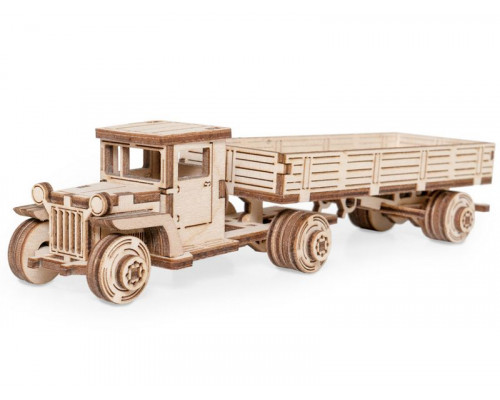 Деревянный конструктор Lemmo Грузовичок ЛТ с прицепом, 58 деталей