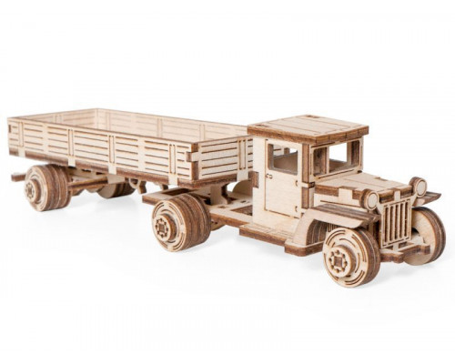 Деревянный конструктор Lemmo Грузовичок ЛТ с прицепом, 58 деталей