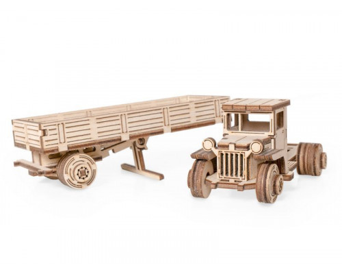 Деревянный конструктор Lemmo Грузовичок ЛТ с прицепом, 58 деталей