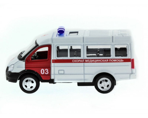 Машина АВТОПАНОРАМА инерц. ГАЗель (скорая) 1/50, в/к 14,5*8*5,5 см