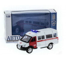 Машина "АВТОПАНОРАМА" инерц. "ГАЗель" (скорая) 1/50, в/к 14,5*8*5,5 см