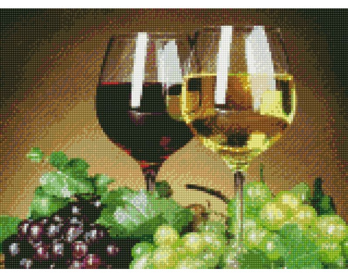 Алмазная мозаика с нанесенной рамкой 40х50 НАТЮРМОРТ С ВИНОГРАДОМ (30 цветов)