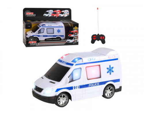 Радиоуправляемая машина AUTODRIVE Полиция, 1/18, белый, 27MHz, свет, в/к, 28*11*19,2см
