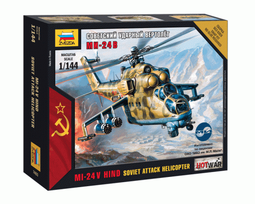 Сборная модель ZVEZDA Советский ударный вертолёт Ми-24В, 1/144