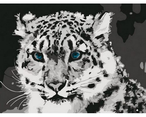 Картина по номерам 15х20 Снежный барс (8 цветов)