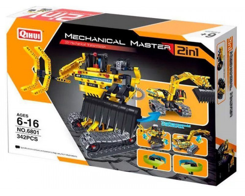 Конструктор Qihui Mechanical Master 2 в 1 Экскаватор и Робот (342 детали)