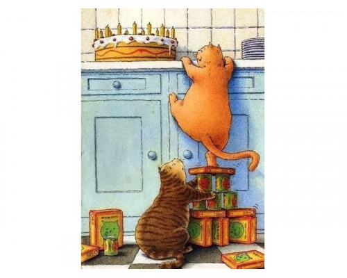 Картина по номерам с цветной схемой на холсте 30х40 Сладкоежки (18 цветов)