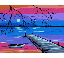 Картина по номерам 15х20 ЛОДКА У ПРИЧАЛА (11 цветов)