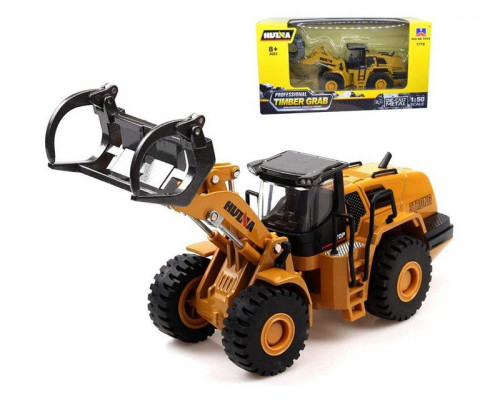 Металлический фронтальный погрузчик бревен HUI NA TOYS 1/50