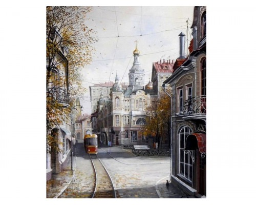 Картина по номерам с цветной схемой на холсте 30х40 Ушедшая Москва (19 цветов)