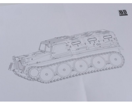 Сборная модель AVD Гусеничный транспортёр-снегоболотоход (ГТ-С), 1954 г., 1/43