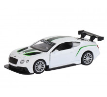 Машина "АВТОПАНОРАМА" Bentley Continental GT3, белый, 1/43, инерция, в/к 17,5*12,5*6,5 см