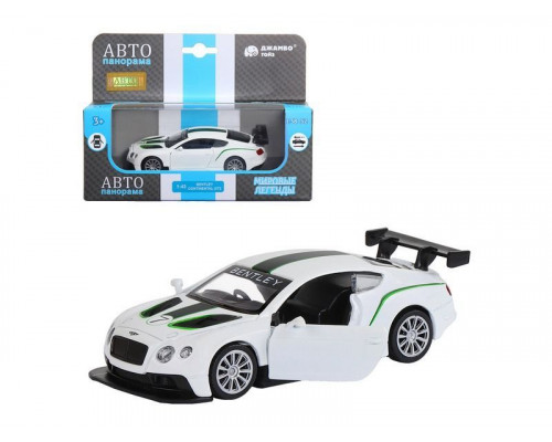 Машина АВТОПАНОРАМА Bentley Continental GT3, белый, 1/43, инерция, в/к 17,5*12,5*6,5 см