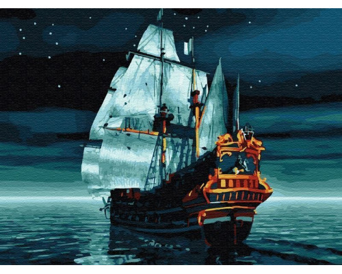 Картина по номерам 40х50 Старинный бриг (21 цвет)