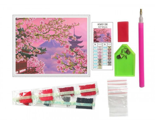 Алмазная мозаика с нанесенной рамкой 40х50 ФУДЗИЯМА (13 цветов)