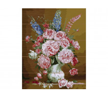 Картина по номерам на дереве 40х50 БУЗИН. СВЕЖИЙ БУКЕТ (25 цветов)