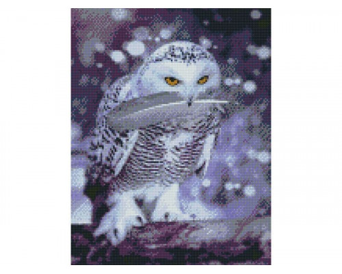 Алмазная мозаика с нанесенной рамкой 40х50 ПОЛЯРНАЯ СОВА (18 цветов)