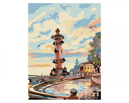 Картина по номерам 15х20 САНКТ-ПЕТЕРБУРГ. РОСТРАЛЬНАЯ КОЛОННА (14 цветов)