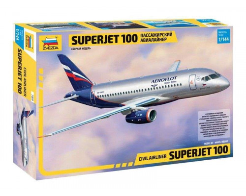 Сборная модель ZVEZDA Региональный пассажирский авиалайнер Superjet 100, 1/144