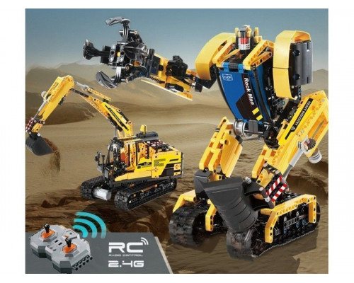Радиоуправляемый конструктор CADA 2 в 1 экскаватор ROCK MAN (930 деталей), (китайская коробка)