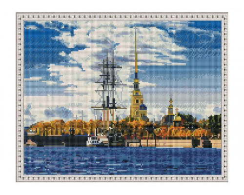 Картина мозаикой с нанесенной рамкой 40х50 САНКТ-ПЕТЕРБУРГ. ПЕТРОПАВЛОВСКАЯ КРЕПОСТЬ (36 цветов)