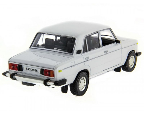 Машина АВТОПАНОРАМА ВАЗ 2106 белая,1/22, инерция, Pull Bаck механизм,  в/к 10*12*22 cм