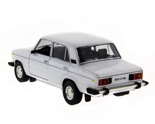 Машина АВТОПАНОРАМА ВАЗ 2106 белая,1/22, инерция, Pull Bаck механизм,  в/к 10*12*22 cм