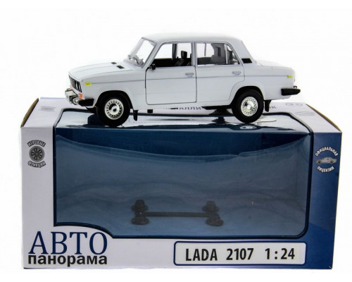 Машина АВТОПАНОРАМА ВАЗ 2106 белая,1/22, инерция, Pull Bаck механизм,  в/к 10*12*22 cм