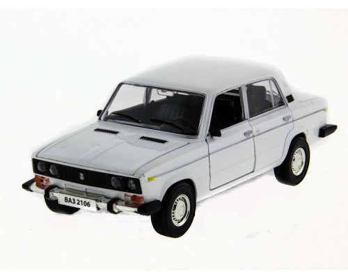 Машина АВТОПАНОРАМА ВАЗ 2106 белая,1/22, инерция, Pull Bаck механизм,  в/к 10*12*22 cм