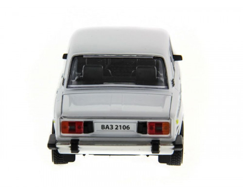 Машина АВТОПАНОРАМА ВАЗ 2106 белая,1/22, инерция, Pull Bаck механизм,  в/к 10*12*22 cм