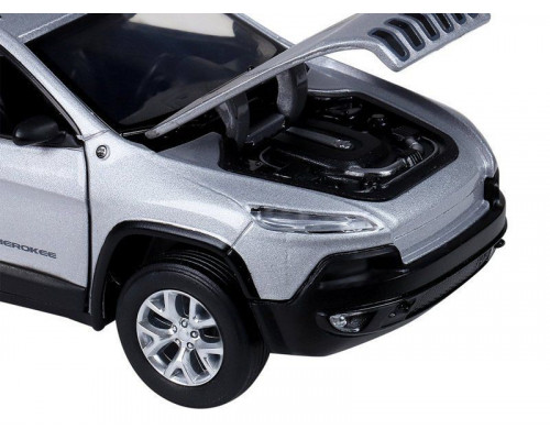 Машина АВТОПАНОРАМА Jeep  Cherokee, 1/32, серебряный, инерция, свет, звук, в/к 17,5*13,5*9 см