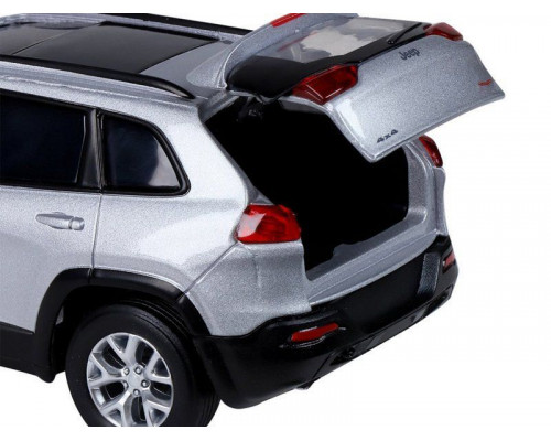 Машина АВТОПАНОРАМА Jeep  Cherokee, 1/32, серебряный, инерция, свет, звук, в/к 17,5*13,5*9 см