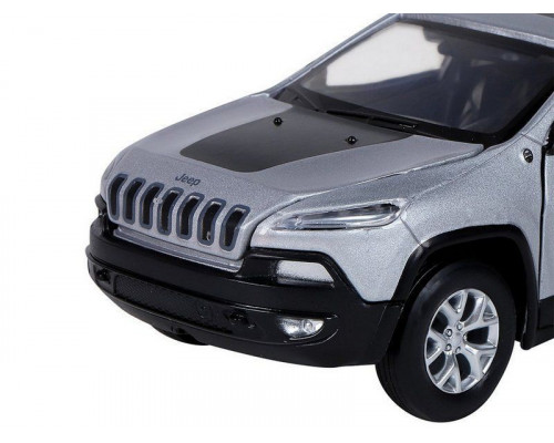 Машина АВТОПАНОРАМА Jeep  Cherokee, 1/32, серебряный, инерция, свет, звук, в/к 17,5*13,5*9 см