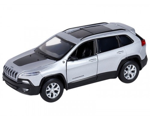 Машина АВТОПАНОРАМА Jeep  Cherokee, 1/32, серебряный, инерция, свет, звук, в/к 17,5*13,5*9 см