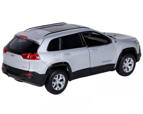 Машина АВТОПАНОРАМА Jeep  Cherokee, 1/32, серебряный, инерция, свет, звук, в/к 17,5*13,5*9 см