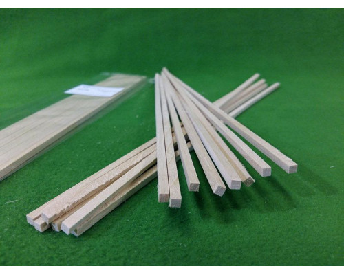 Деревянные рейки 4х4 мм, длина 300 мм, липа, 10 шт