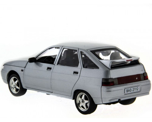 Машина АВТОПАНОРАМА ВАЗ 2112 серебристый,1/22, инерция, Pull Bаck механизм, в/к 10*12*22 cм