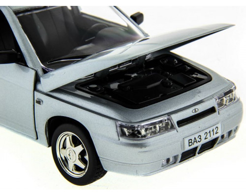 Машина АВТОПАНОРАМА ВАЗ 2112 серебристый,1/22, инерция, Pull Bаck механизм, в/к 10*12*22 cм