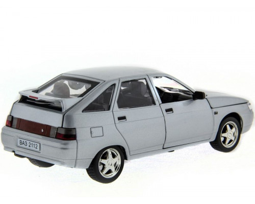 Машина АВТОПАНОРАМА ВАЗ 2112 серебристый,1/22, инерция, Pull Bаck механизм, в/к 10*12*22 cм