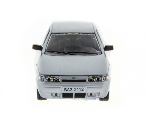 Машина АВТОПАНОРАМА ВАЗ 2112 серебристый,1/22, инерция, Pull Bаck механизм, в/к 10*12*22 cм