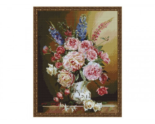 Алмазная мозаика с нанесенной рамкой 40х50 БУЗИН. СВЕЖИЙ БУКЕТ (38 цветов)