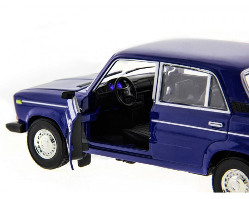 Машина АВТОПАНОРАМА ВАЗ 2106 синяя ,1/22, инерция, Pull Bаck механизм, в/к 10*12*22 cм