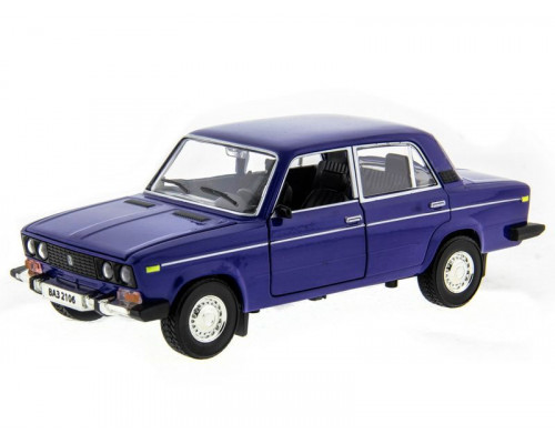 Машина АВТОПАНОРАМА ВАЗ 2106 синяя ,1/22, инерция, Pull Bаck механизм, в/к 10*12*22 cм