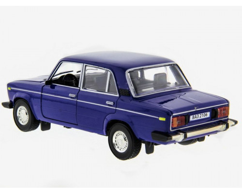 Машина АВТОПАНОРАМА ВАЗ 2106 синяя ,1/22, инерция, Pull Bаck механизм, в/к 10*12*22 cм