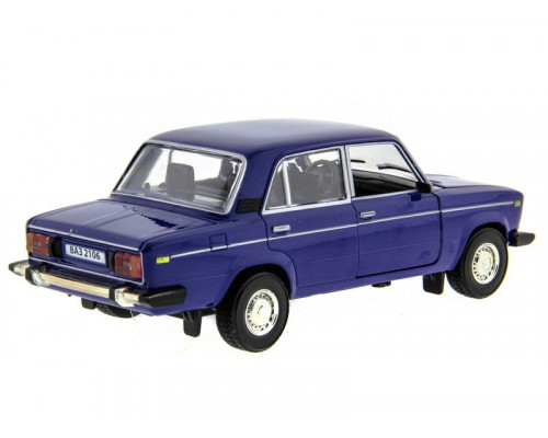 Машина АВТОПАНОРАМА ВАЗ 2106 синяя ,1/22, инерция, Pull Bаck механизм, в/к 10*12*22 cм